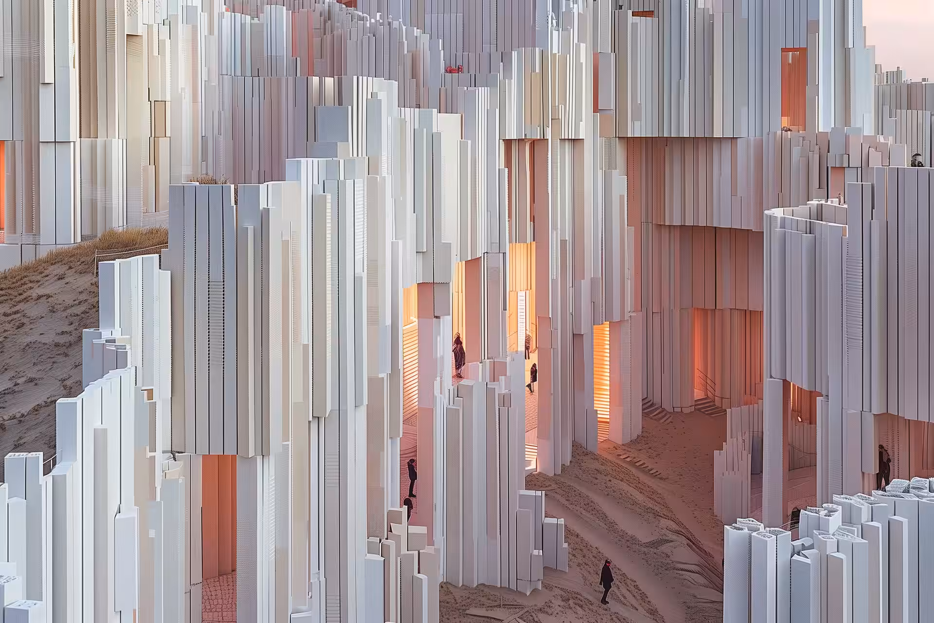 threashold between desert and building